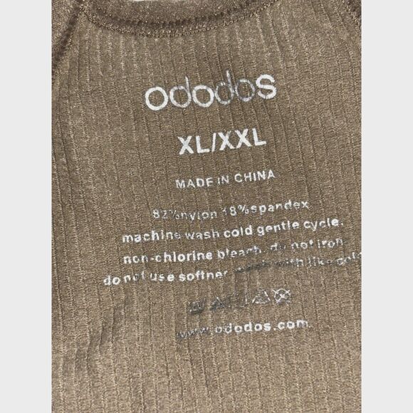ODODOS Ribbed Bralette Large Earthy Neutral Seamless Soft Lounge Yoga Athleisure - Picture 2 of 3